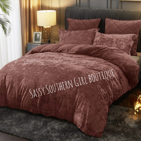 🆕⭐Rose mauve pink velvet duvet cover set - Picture 1 of 8